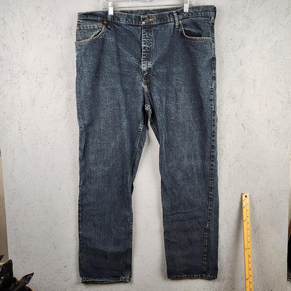 Wrangler Jeans Mens 42x32 Blue Regular Fit Straight Leg Denim Western Cowboy